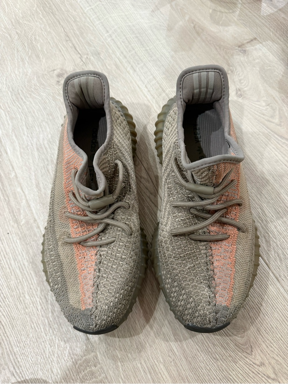 adidas Beige Knit Sneakers with Pale Orange Accents